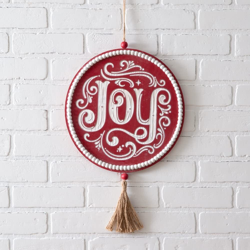 CTW Home Collection Joy Wall Ornament Wall Decorative Sign, 13-inch Diameter, Holiday Season Decoration