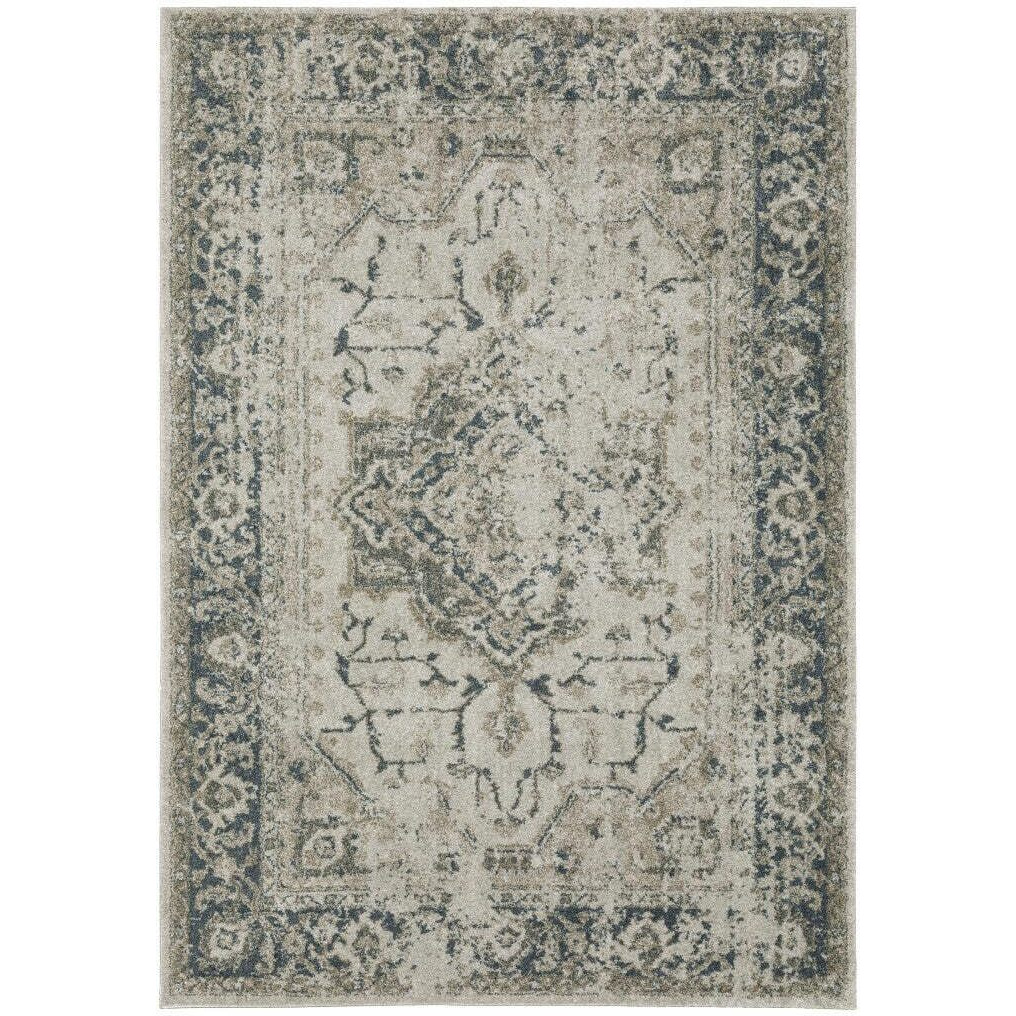 HomeRoots 508166 10 x 13 ft. Gray Blue & Teal Oriental Power Loom Stain Resistant Rectangle Area Rug