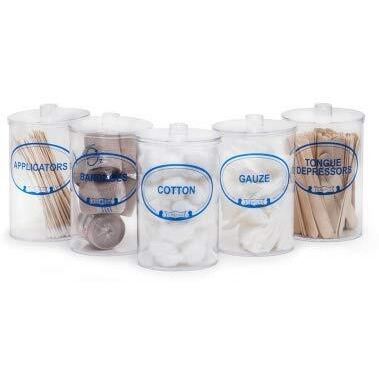 Grafco 3452 Clear Plastic Sundry Jars, Case of 5 - Labeled