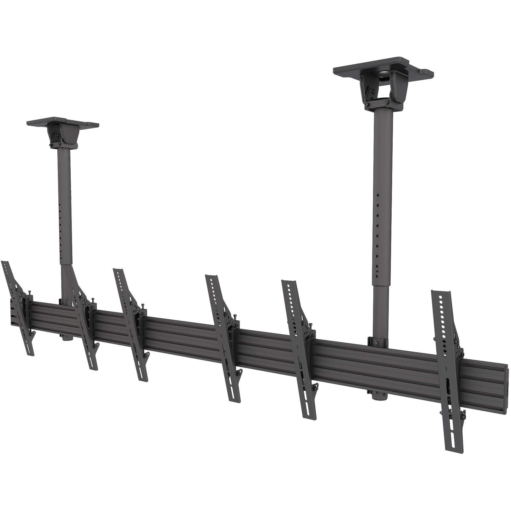 Kanto MBC311T Digital Signage Menu Board Ceiling Mount System with Tilting Arms for 40-Inch to 60-Inch TVs | Precision Leveling for Perfect TV Alignment | 3 TVs | Black