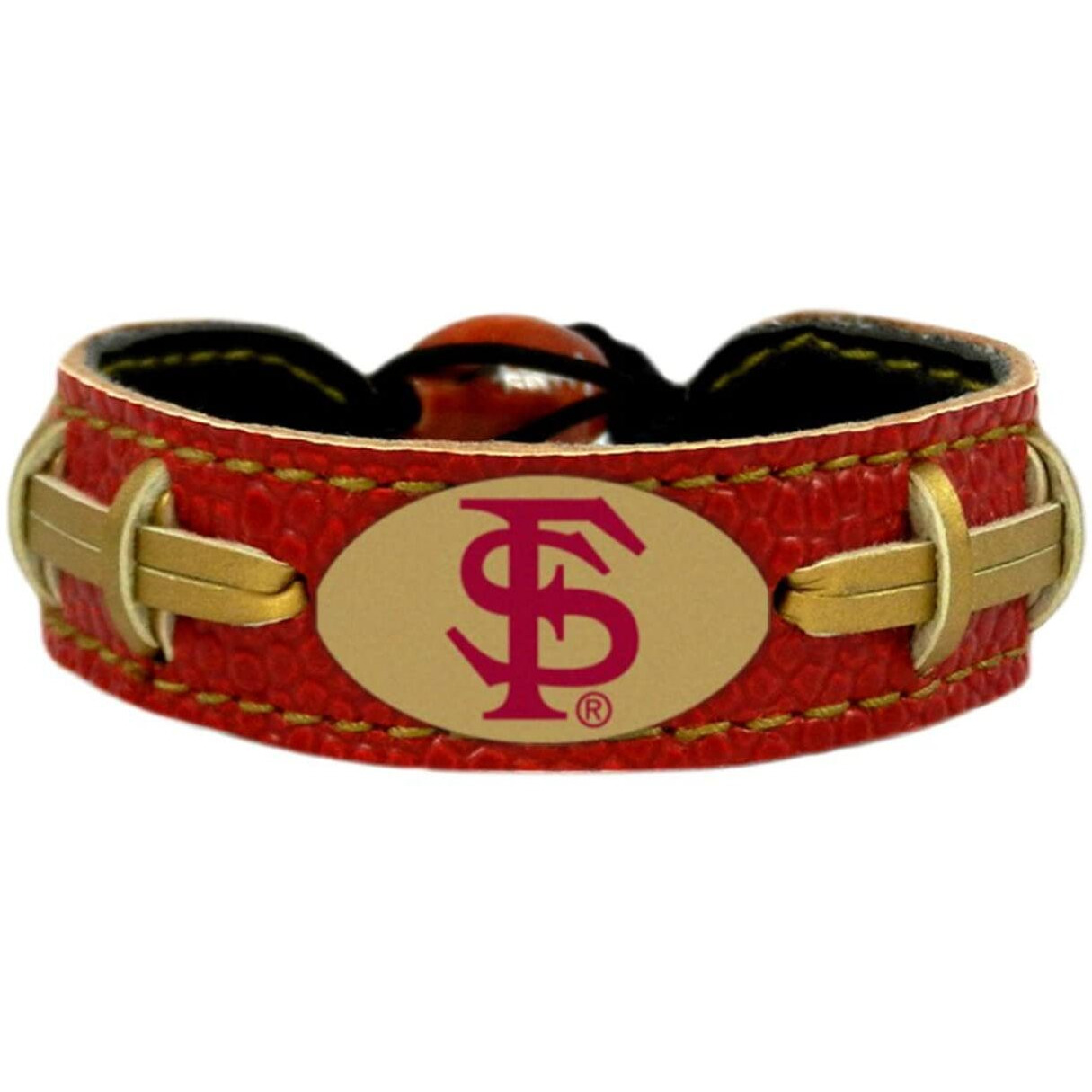 NCAA Florida State Seminoles Seminole Head Logo Team Color Football Bracelet