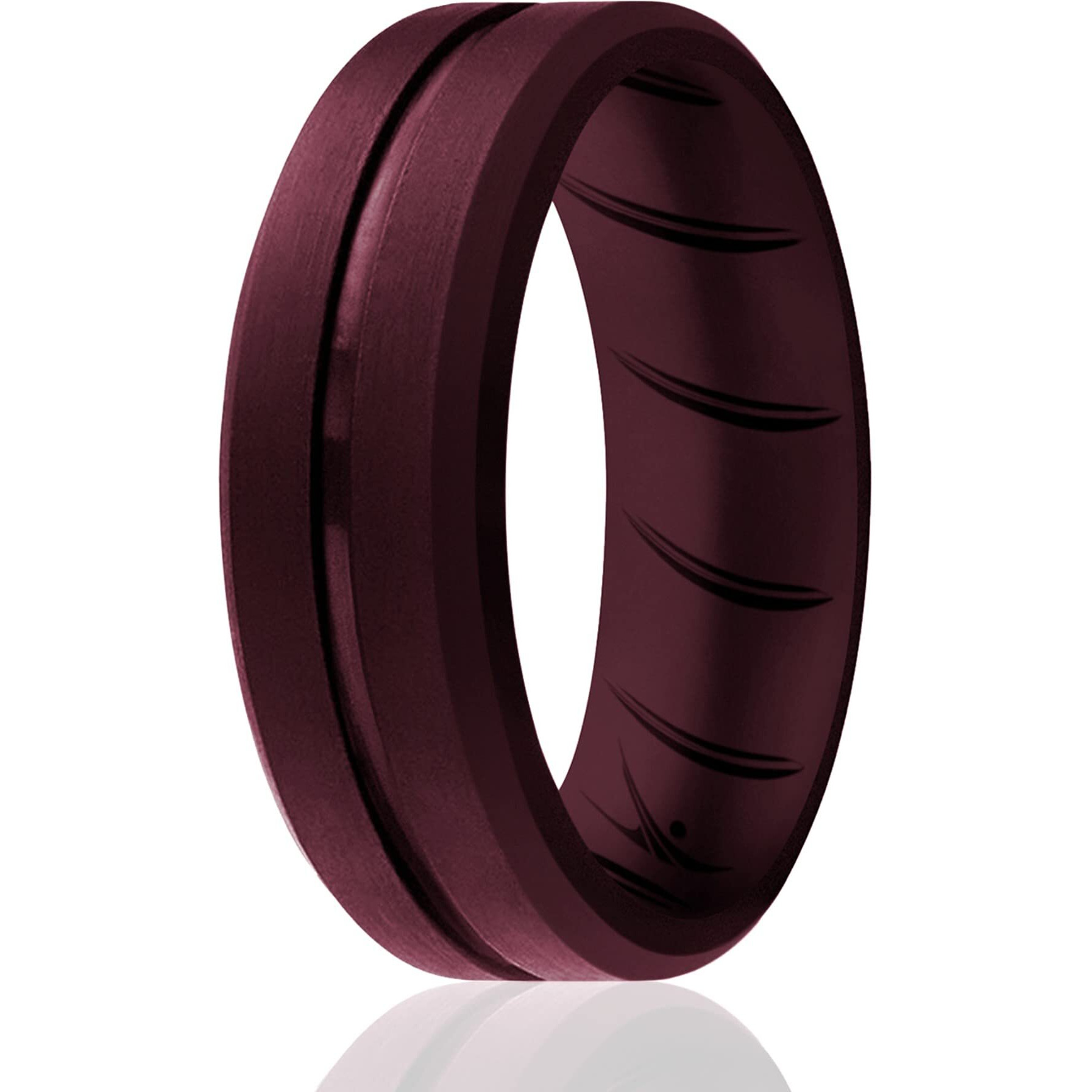 Silicone Wedding BR Middle Line Ring - Basic-Bordo by ROQ for Men - 13 mm Ring