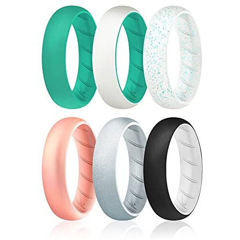 Silicone Wedding BR Solid Ring Set - Turquoise by ROQ for Women - 6 x 4 mm Ring
