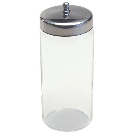 Applicator Jar, Glass w/ Stainless Steel Cover, 6.75&quotH x 3&quotD
