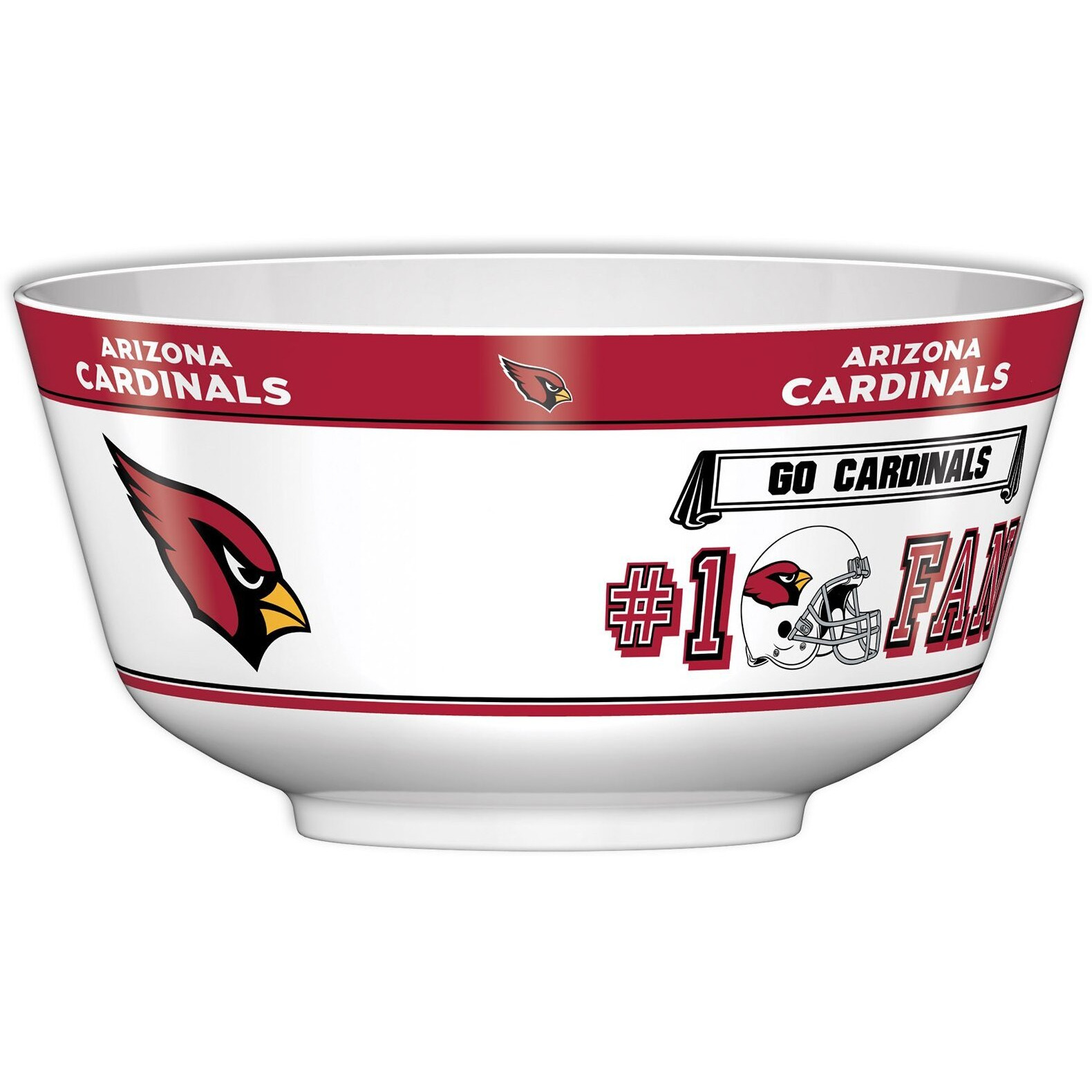 Fremont Die NFL Arizona Cardinals Party Snack Bowl, 11.75" Bowl (2 Gallon), White/Team Colors