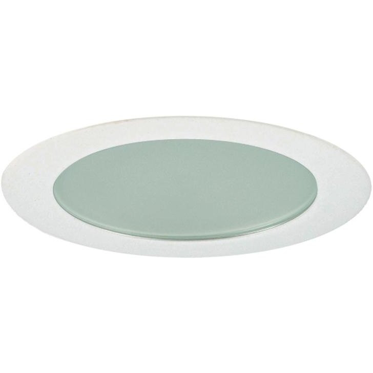 Jesco Lighting TM409WH 4-Inch Aperture Low Voltage Trim Recessed Light, Flat Frosted Glass for Shower, White Finish