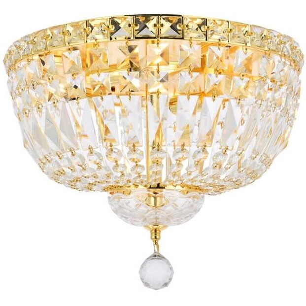 Elegant Lighting 2528F14G/RC Royal Cut Clear Crystal Tranquil 4-Light, Single-Tier Flush Mount Crystal Chandelier, Gold Finish