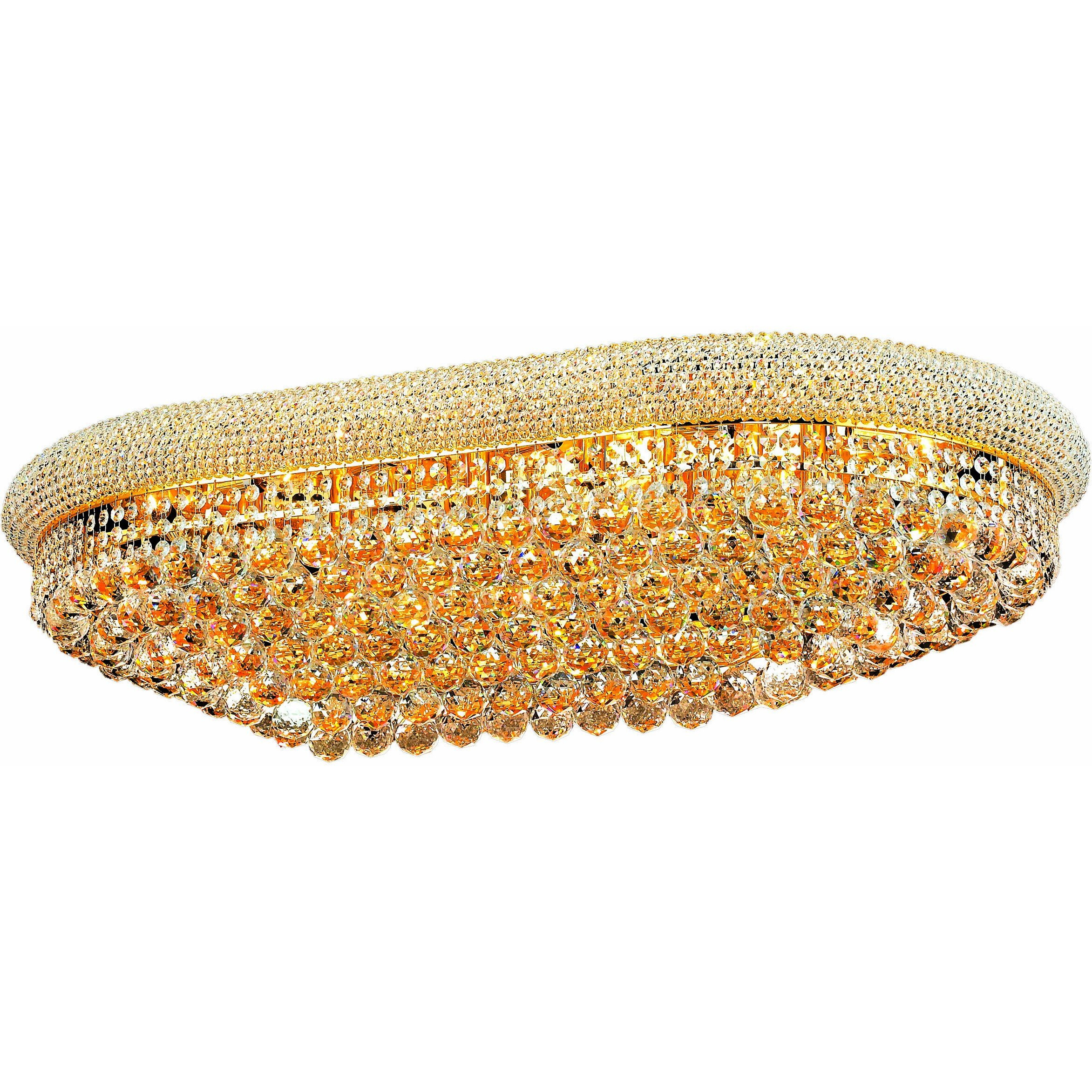 Elegant Lighting 1800F40SG/RC Royal Cut Clear Crystal Primo 24-Light, Single-Tier Flush Mount Crystal Chandelier, Finished in Gold with Clear Crystals