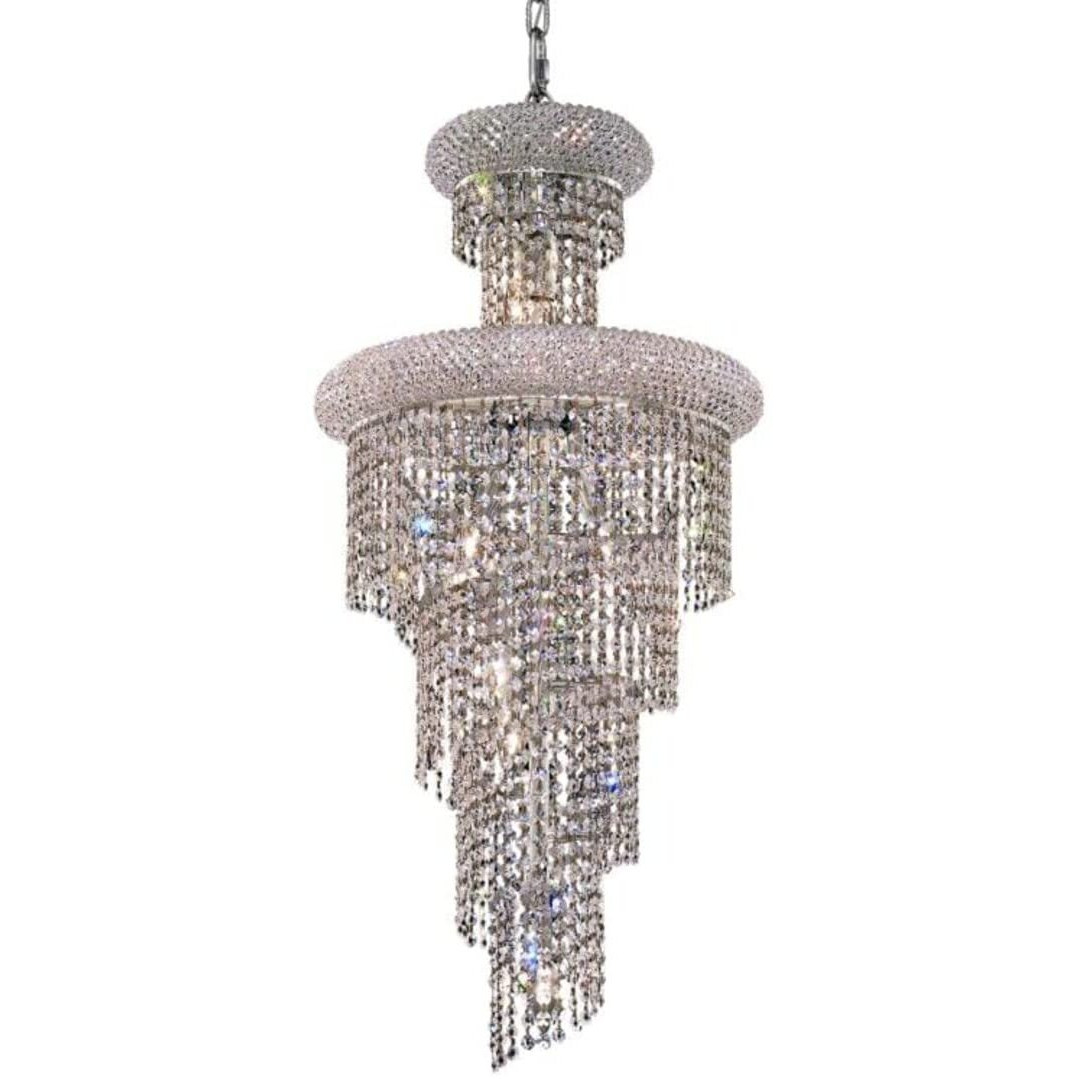 Elegant Lighting 1800SR16C/RC Spiral Collection 10-Light Hanging Fixture Royal Cut Crystals with Chrome Finish