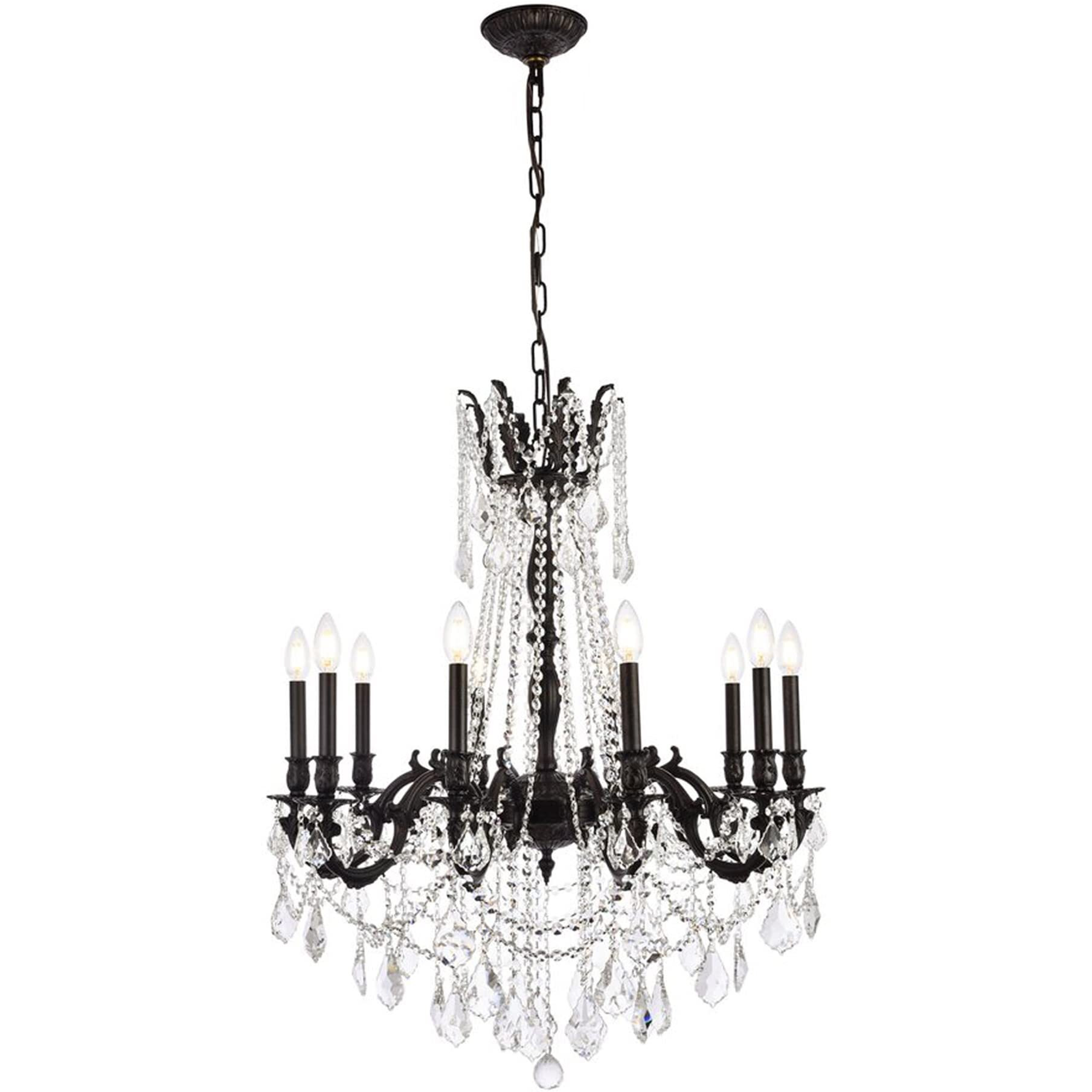 Elegant Lighting 9210D28DB/RC Rosalia Collection 10-Light Hanging Fixture with Royal Cut Crystal, Dark Bronze Finish