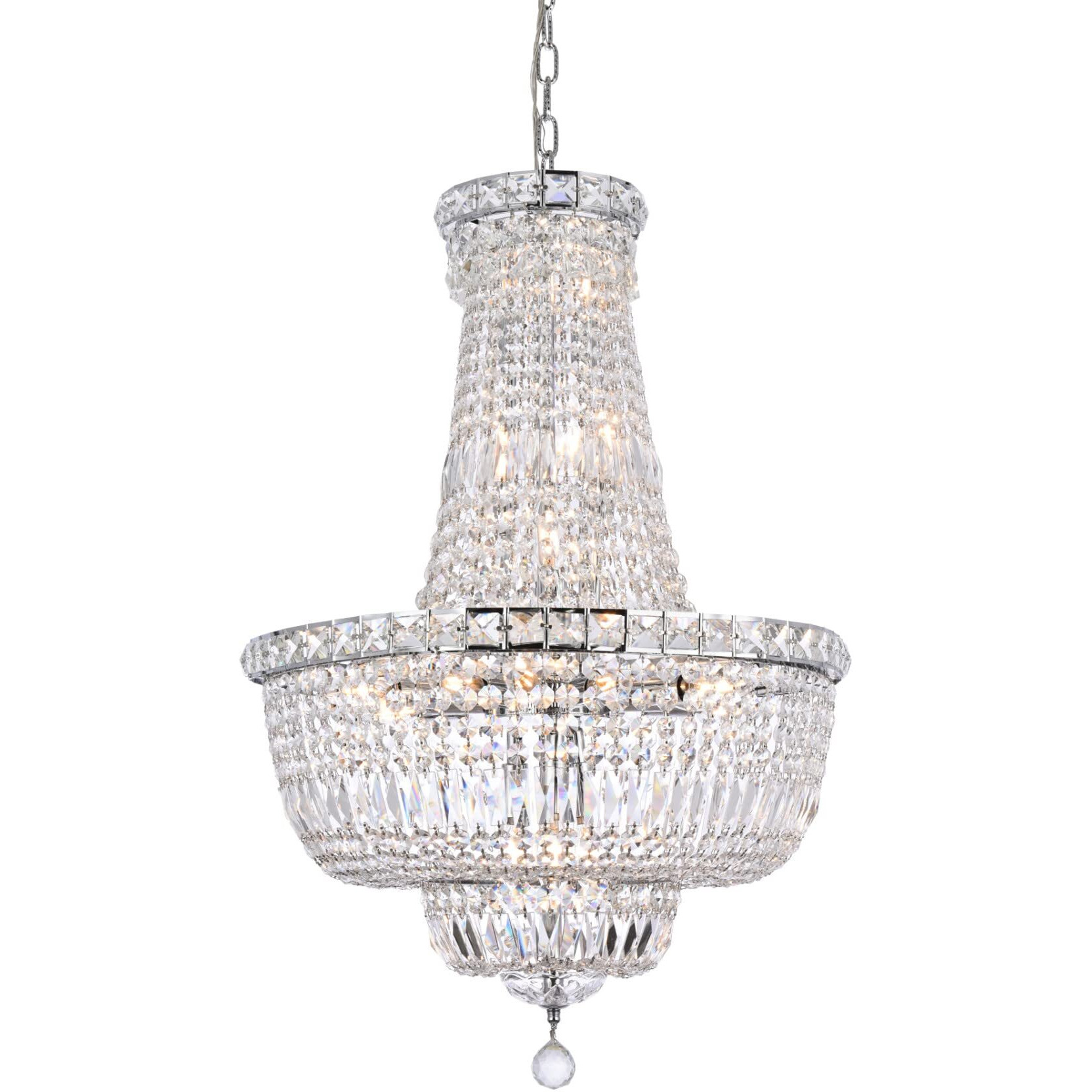 Elegant Lighting 2528D22C/RC Tranquil Collection 22-Light Hanging Fixture Royal Cut Crystals with Chrome Finish