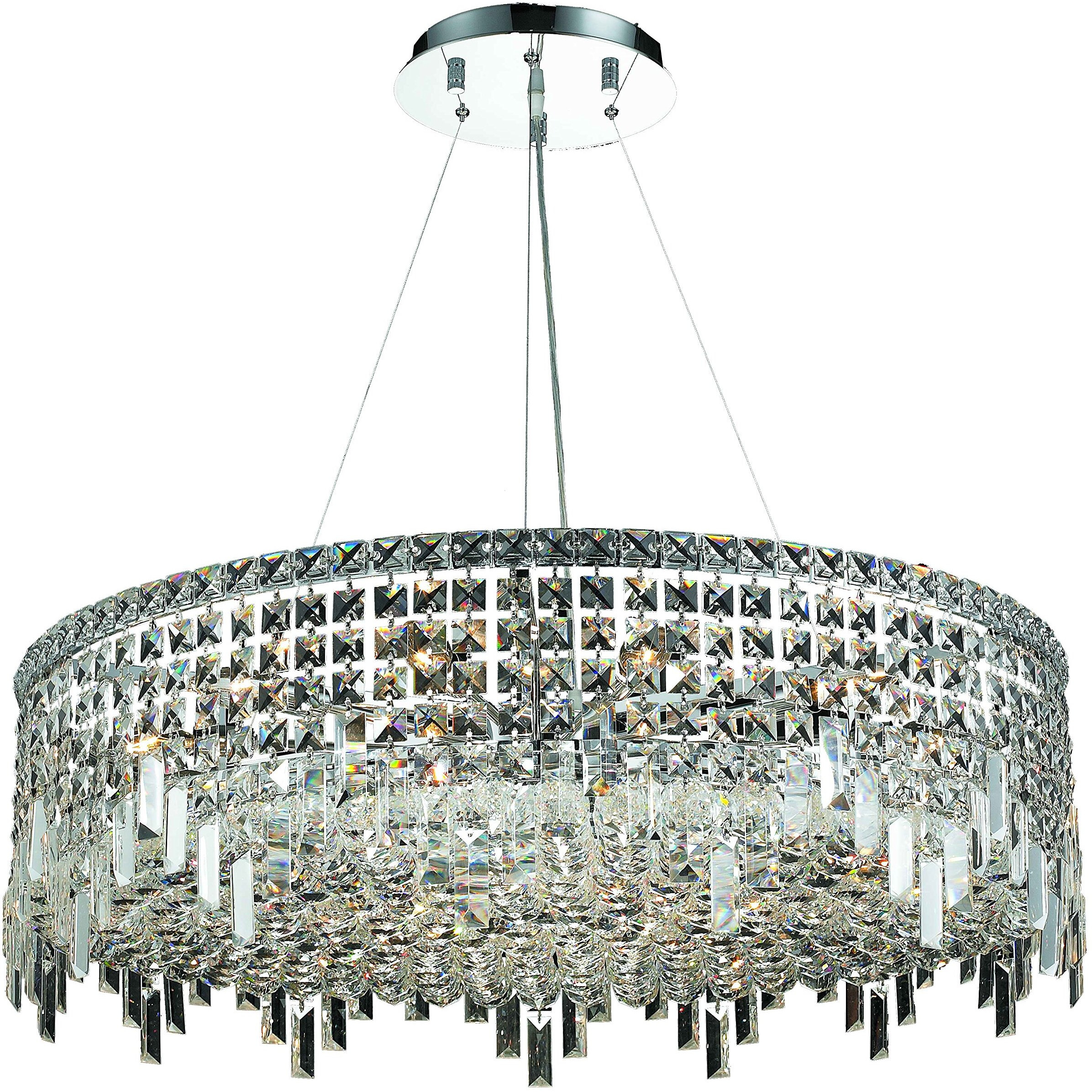 Elegant Lighting 2031D32C/RC Maxim Collection 18-Light Hanging Fixture Royal Cut Crystals with Chrome Finish