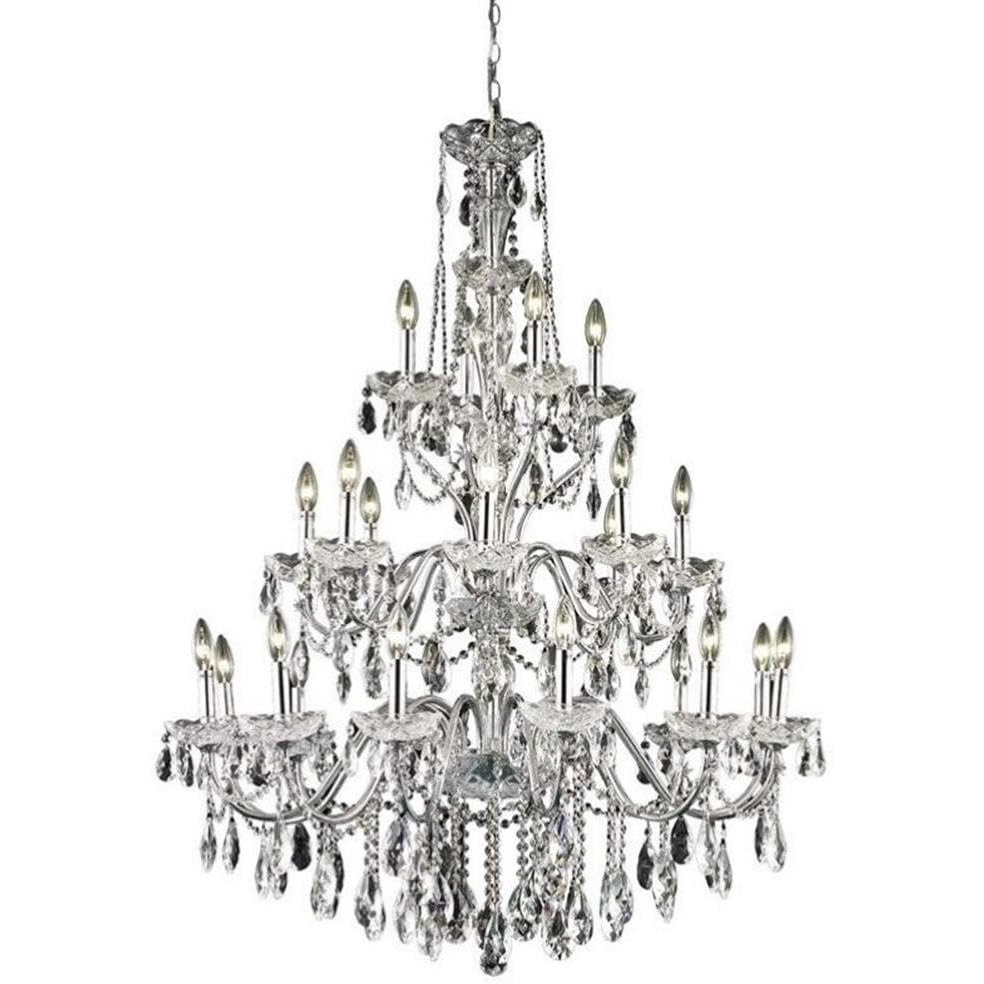 Elegant Lighting 2016G36C/RC Francis Collection 24-Light Hanging Fixture Royal Cut Crystals with Chrome Finish