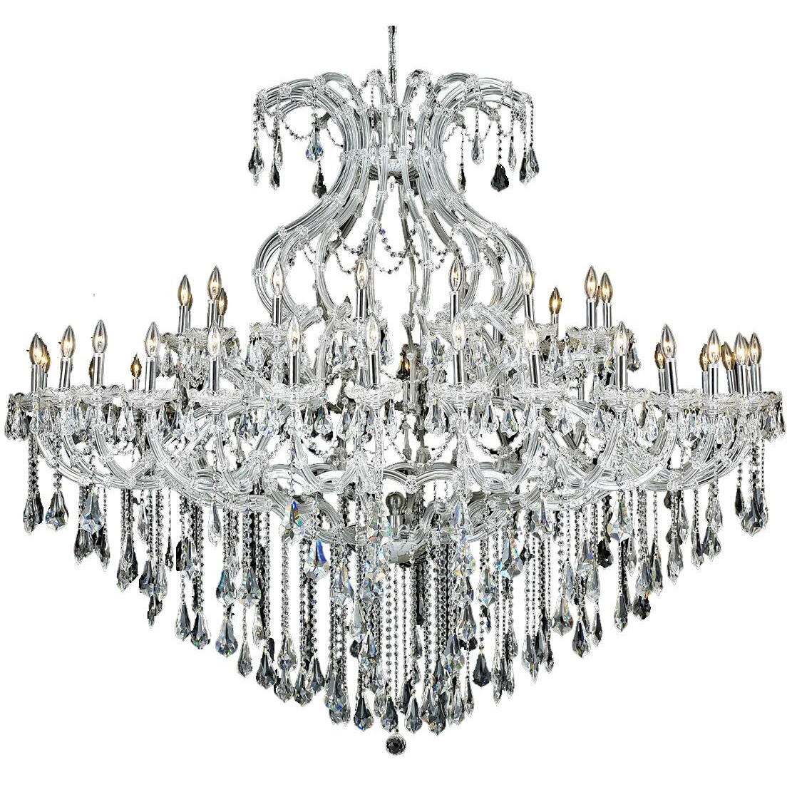 Elegant Lighting 2801G72C/RC Royal Cut Clear Crystal Maria Theresa 49-Light, Two-Tier Crystal Chandelier, Finished in Chrome with Clear Crystals