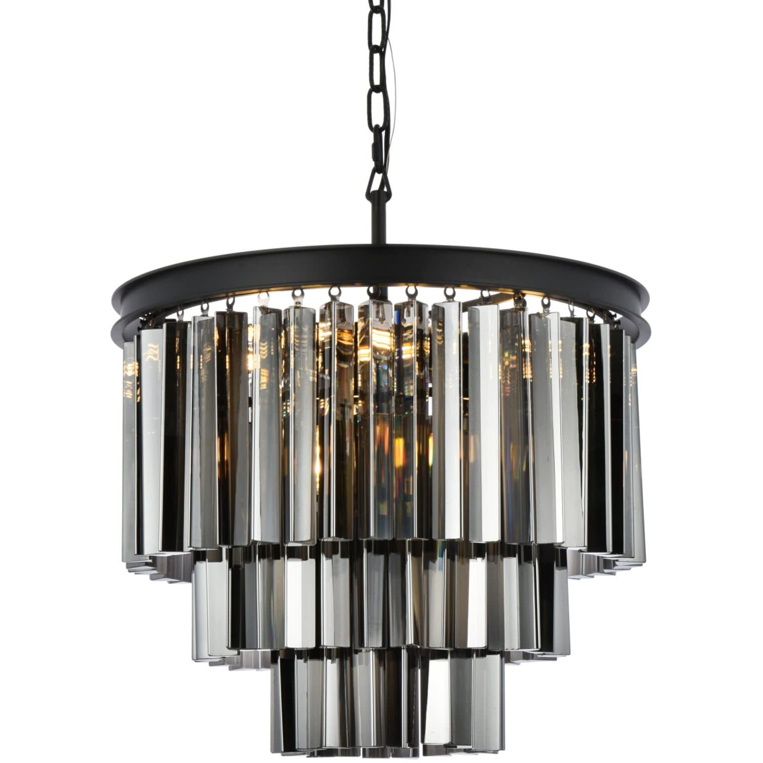 Elegant Lighting Sydney Collection 1201D20MB-SS/RC 9-Light Pendant Lamp with Royal Cut Silver Shade Crystals, Mocha Brown Finish