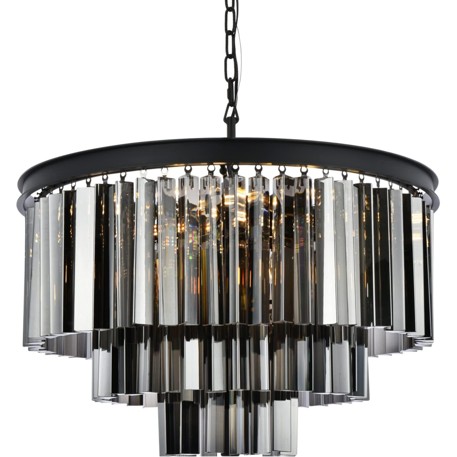 Elegant Lighting Sydney Collection 1201D26MB-SS/RC 9-Light Pendant Lamp with Royal Cut Silver Shade Crystals, Mocha Brown Finish