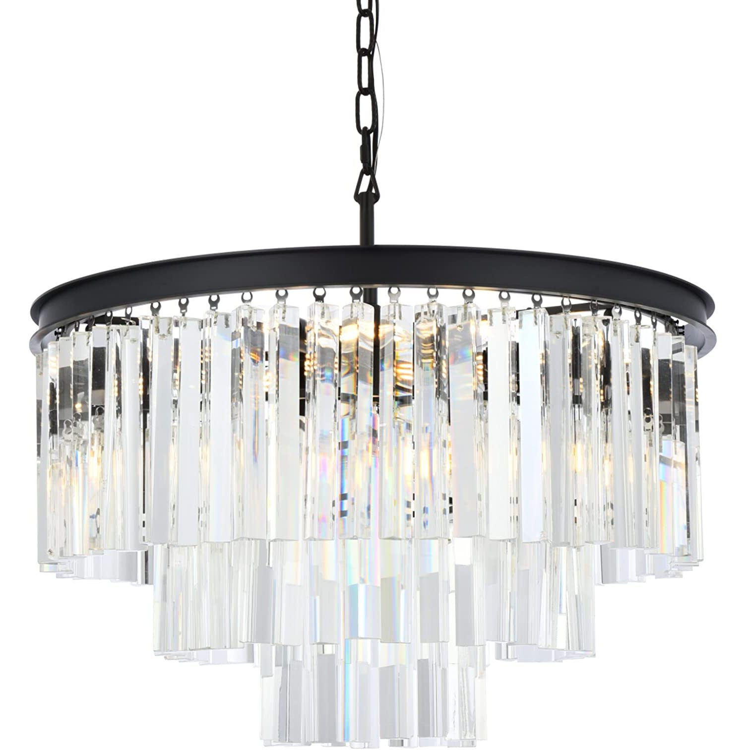 Elegant Lighting Sydney Collection 9-Light Pendant Lamp with Royal Cut Crystals, Mocha Brown Finish