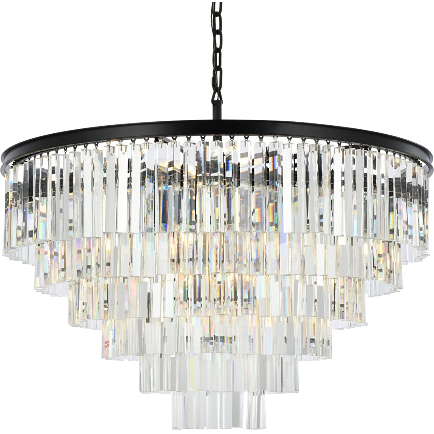 Elegant Lighting Sydney Collection 1201D44MB/RC 10-Light Pendant Lamp with Royal Cut Crystals, Mocha Brown Finish