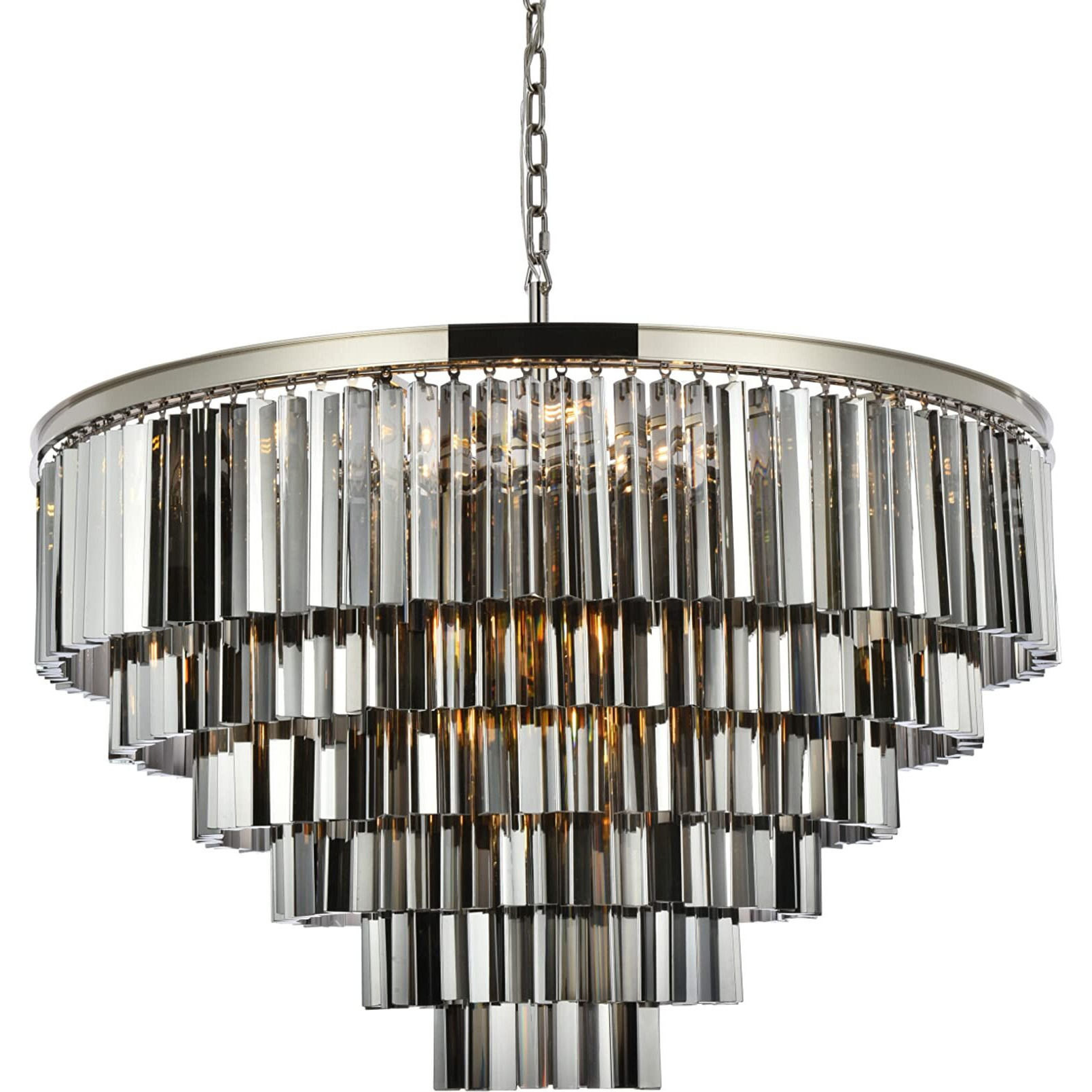 Elegant Lighting Sydney Collection 33-Light Pendant Lamp with Royal Cut Silver Shade Crystals, Polished Nickel Finish