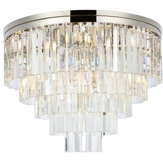 Elegant Lighting Sydney Collection 17-Light Flush Mount with Royal Cut Crystals, Polished Nickel Finish
