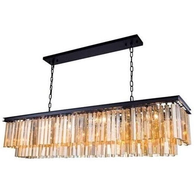 Elegant Lighting Sydney Collection 13-Light Pendant Lamp with Royal Cut Golden Teak Crystals, Mocha Brown Finish