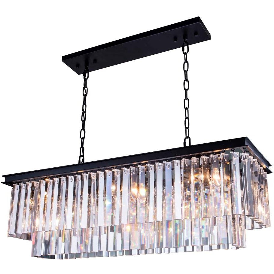 Elegant Lighting Sydney Collection 1202D60MB/RC 12-Light Pendant Lamp with Royal Cut Crystals, Mocha Brown Finish