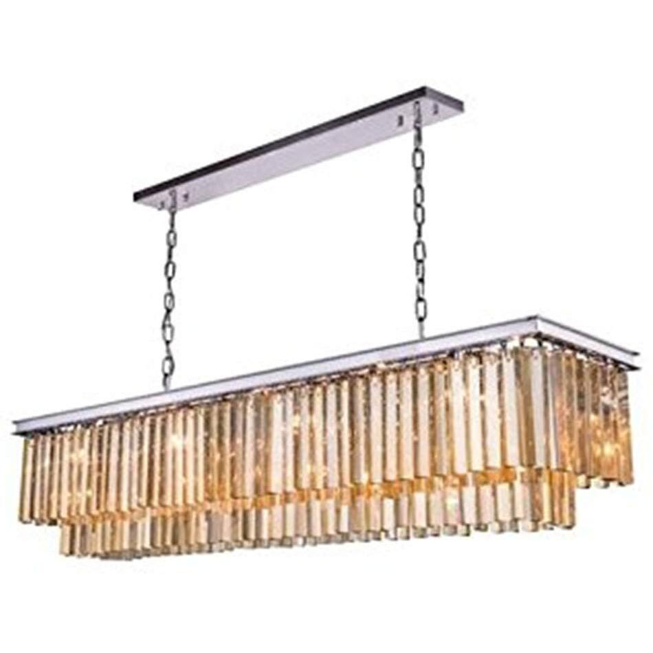Elegant Lighting Sydney Collection 16-Light Pendant Lamp with Royal Cut Golden Teak Crystals, Polished Nickel Finish
