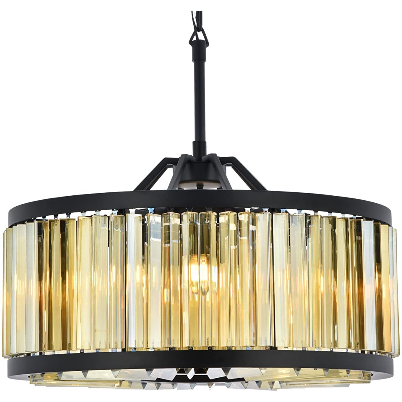 Elegant Lighting Chelsea Collection 8-Light Pendant Lamp with Royal Cut Golden Teak Crystals, Mocha Brown Finish