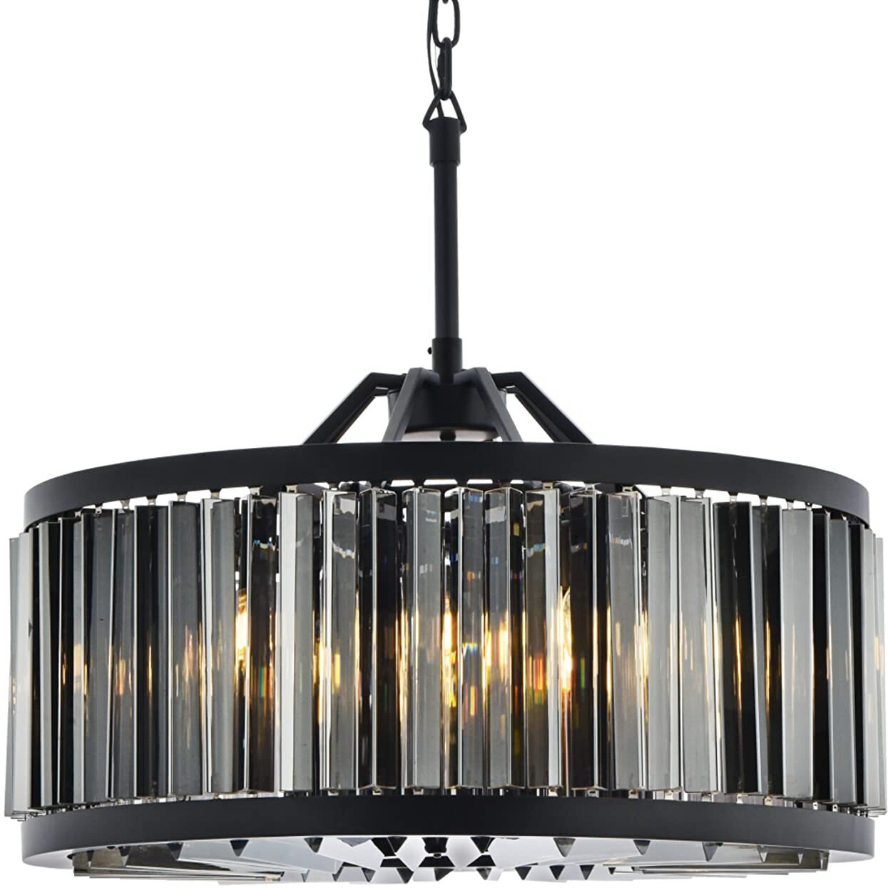 Elegant Lighting Chelsea Collection 8-Light Pendant Lamp with Royal Cut Silver Shade Crystals, Mocha Brown Finish