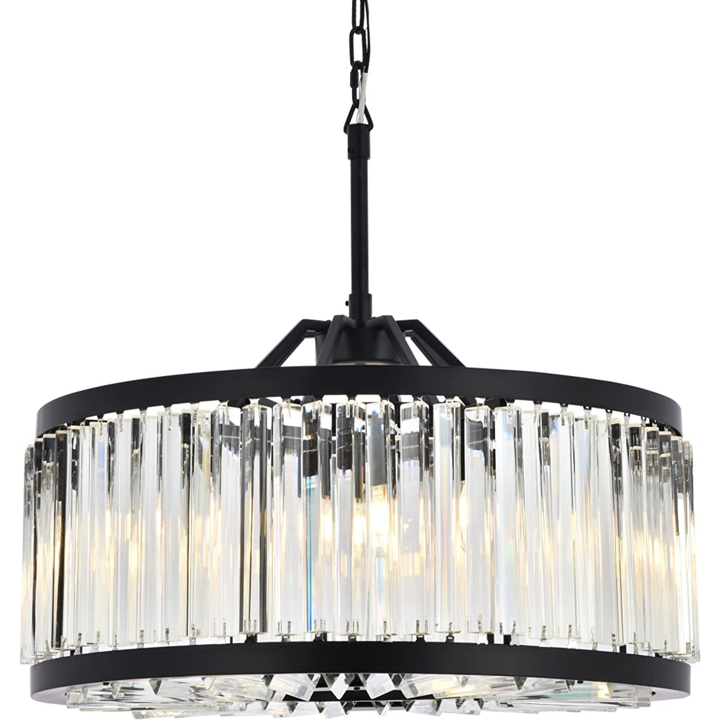Elegant Lighting Chelsea Collection 8-Light Pendant Lamp with Royal Cut Crystals, Mocha Brown Finish