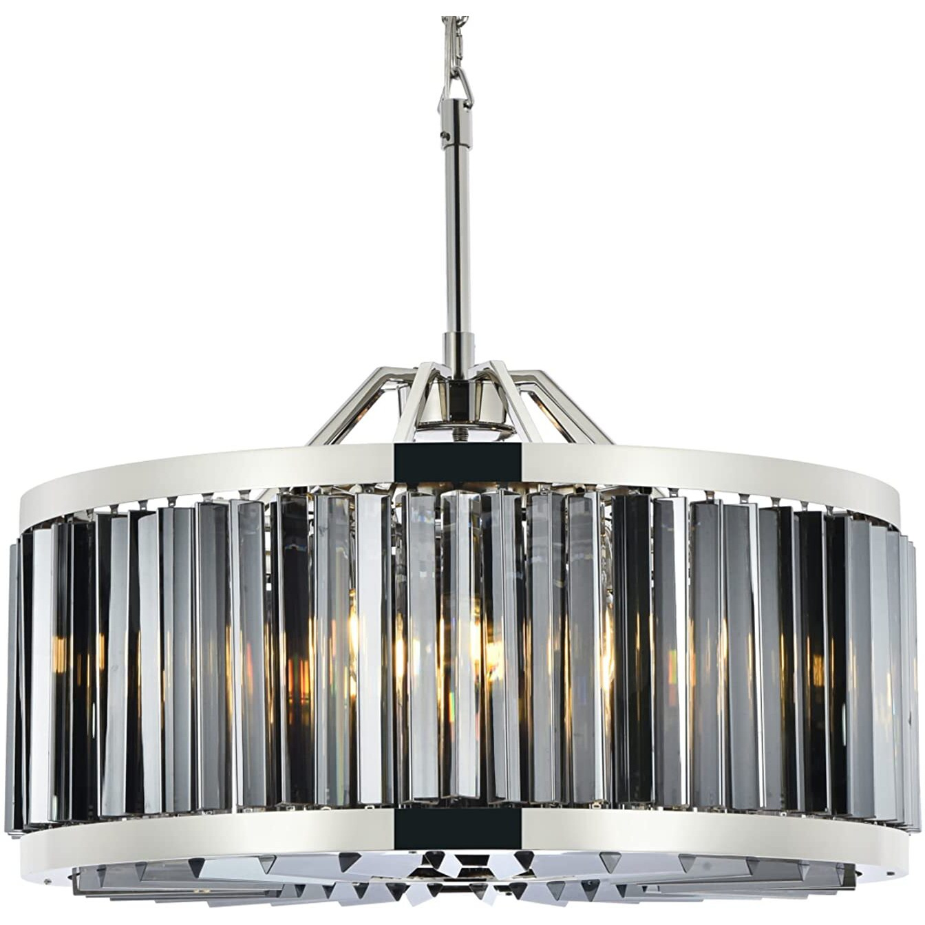 Elegant Lighting Chelsea Collection 8-Light Pendant Lamp with Royal Cut Silver Shade Crystals, Polished Nickel Finish