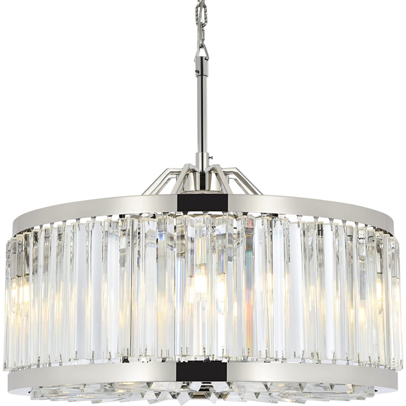 Elegant Lighting Chelsea Collection 8-Light Pendant Lamp with Royal Cut Crystals, Polished Nickel Finish