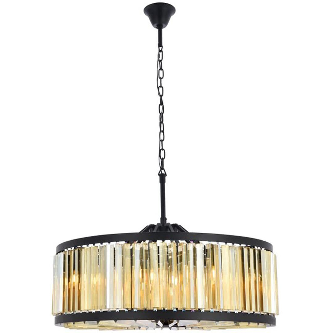 Elegant Lighting Chelsea Collection 1203D35MB-GT/RC 10-Light Pendant Lamp with Royal Cut Golden Teak Crystals, Mocha Brown Finish