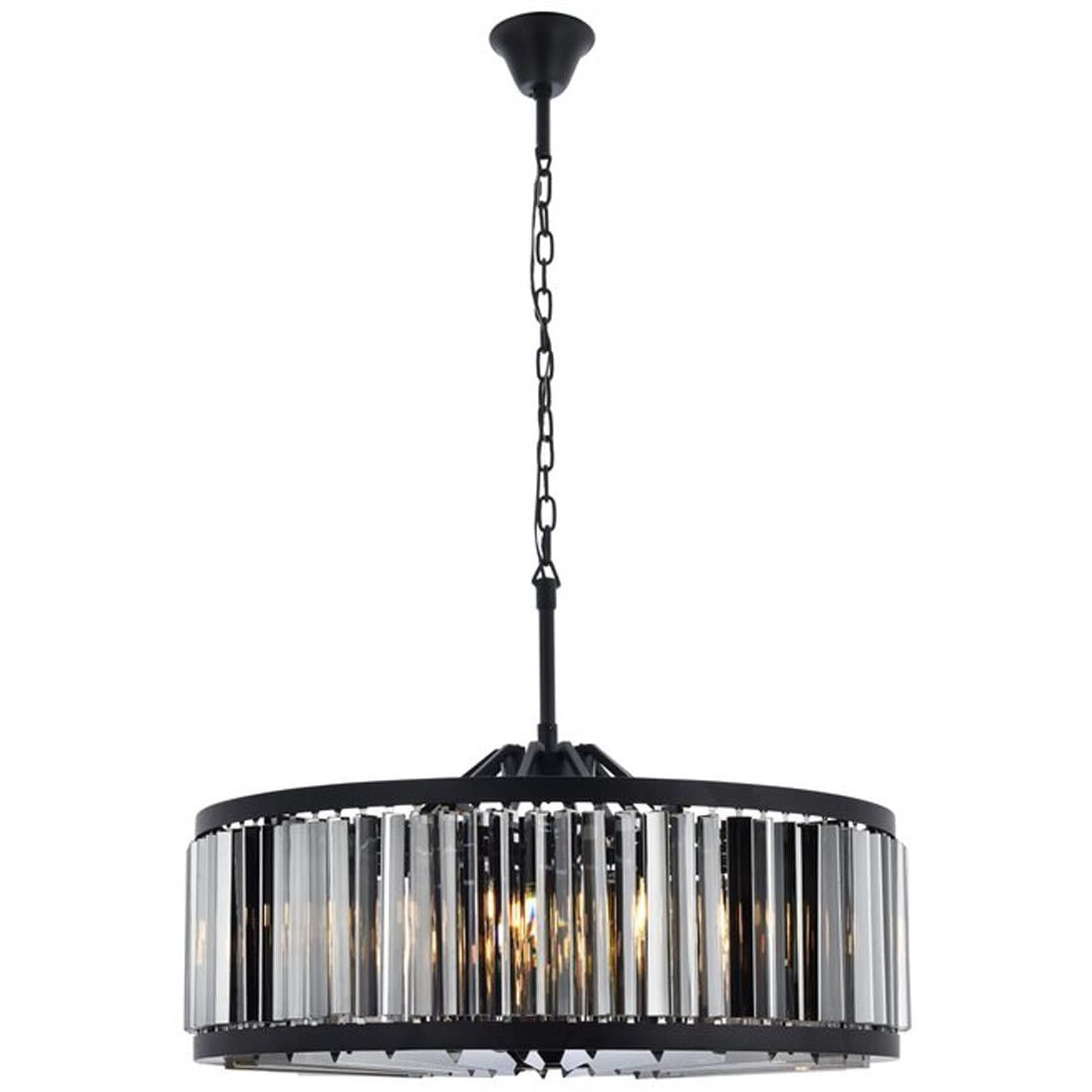 Elegant Lighting Chelsea Collection 1203D35MB-SS/RC 10-Light Pendant Lamp with Royal Cut Silver Shade Crystals, Mocha Brown Finish