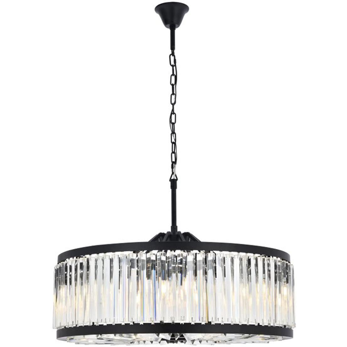 Elegant Lighting Chelsea Collection 1203D35MB/RC 10-Light Pendant Lamp with Royal Cut Crystals, Mocha Brown Finish