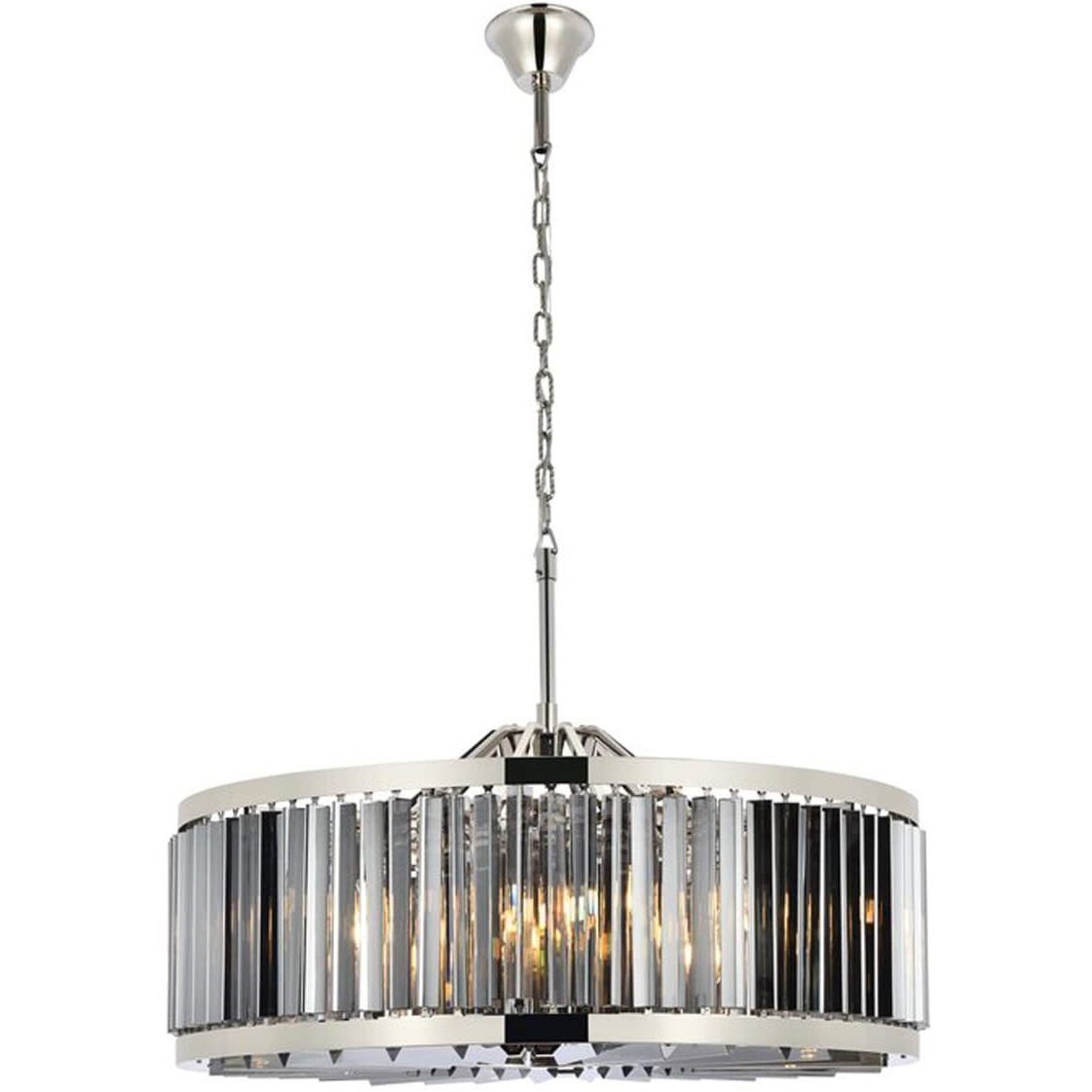 Elegant Lighting Chelsea Collection 1203D35PN-SS/RC 10-Light Pendant Lamp with Royal Cut Silver Shade Crystals, Polished Nickel Finish