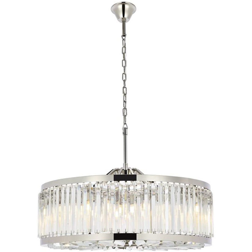 Elegant Lighting Chelsea Collection 1203D35PN/RC 10-Light Pendant Lamp with Royal Cut Crystals, Polished Nickel Finish