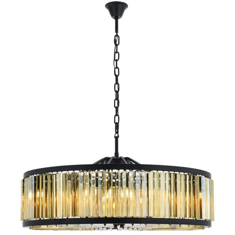 Elegant Lighting Chelsea Collection 1203G43MB-GT/RC 10-Light Pendant Lamp with Royal Cut Golden Teak Crystals, Mocha Brown Finish