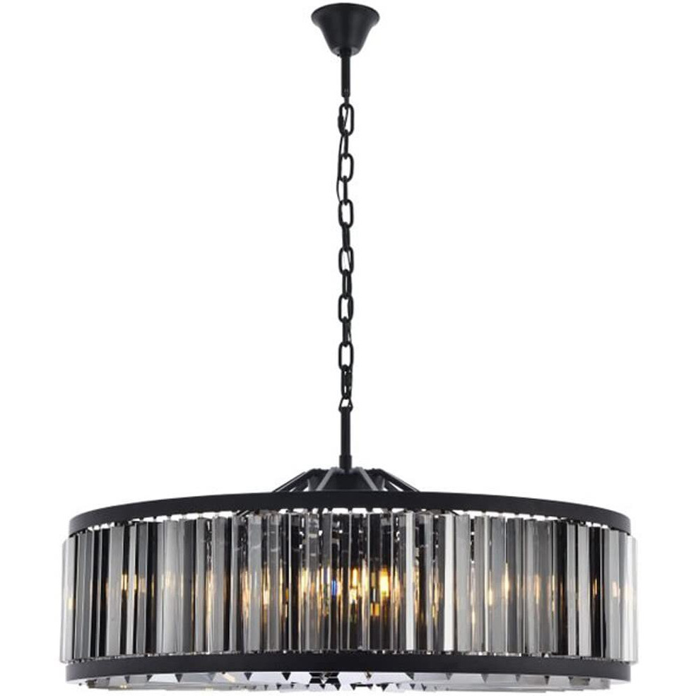 Elegant Lighting Chelsea Collection 1203G43MB-SS/RC 10-Light Pendant Lamp with Royal Cut Silver Shade Crystals, Mocha Brown Finish