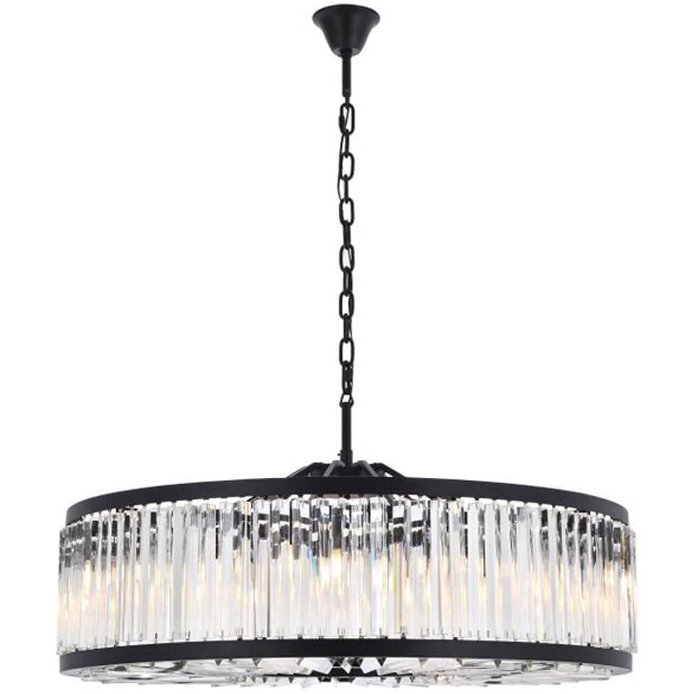 Elegant Lighting Chelsea Collection 1203G43MB/RC 10-Light Pendant Lamp with Royal Cut Crystals, Mocha Brown Finish