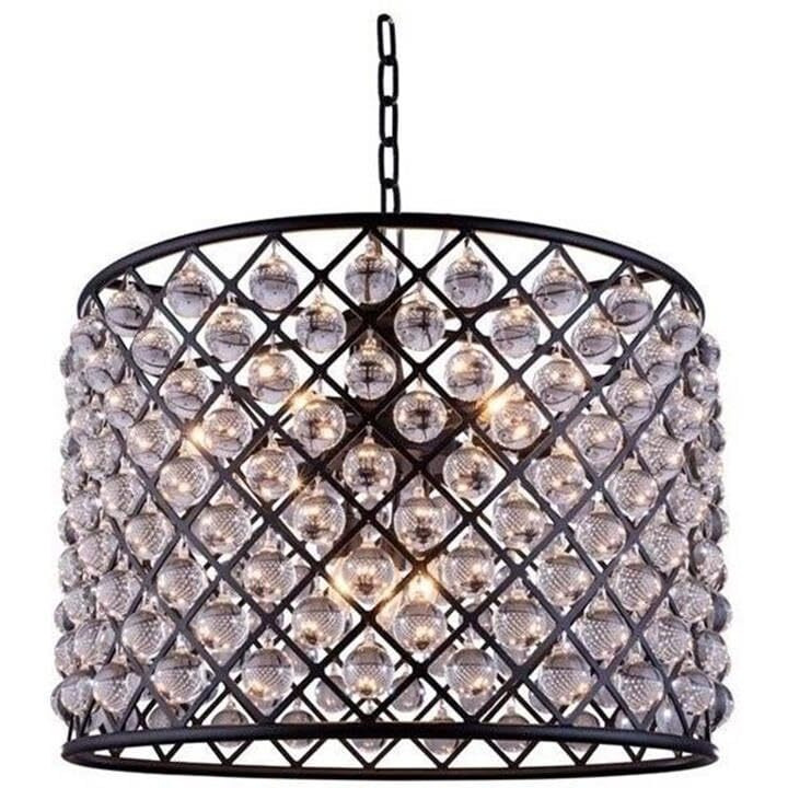 Elegant Lighting Madison Collection 1204D27MB/RC 8-Light Pendant Lamp with Royal Cut Crystals, Mocha Brown Finish
