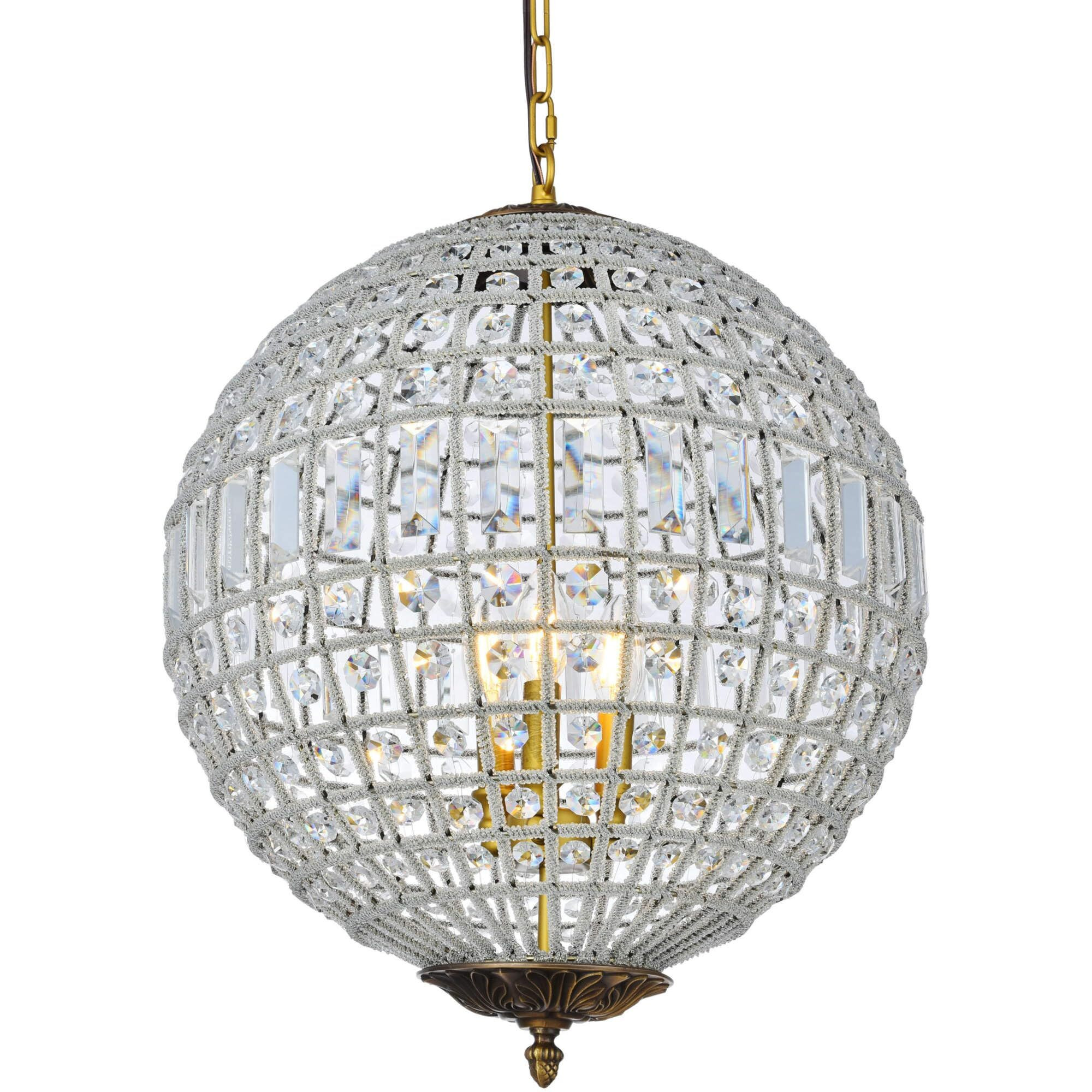 Elegant Lighting 1205 Olivia Collection 3-Light Pendent Lamp with Royal Cut Crystals, 17.5" Depth by 25.5" Height, French Gold Finish