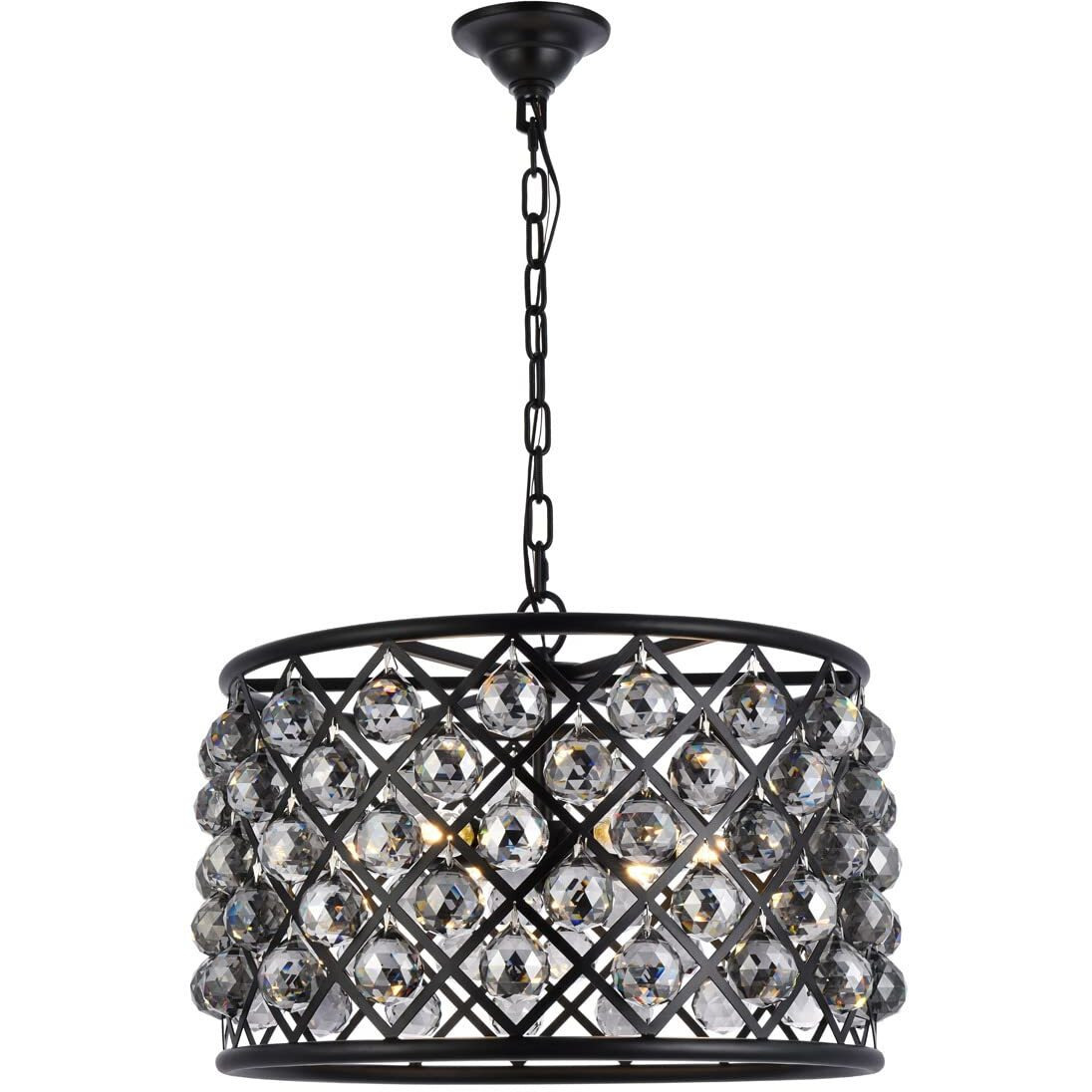 Elegant Lighting Madison Collection 6-Light Pendant Lamp with Royal Cut Silver Shade Crystals, Mocha Brown Finish