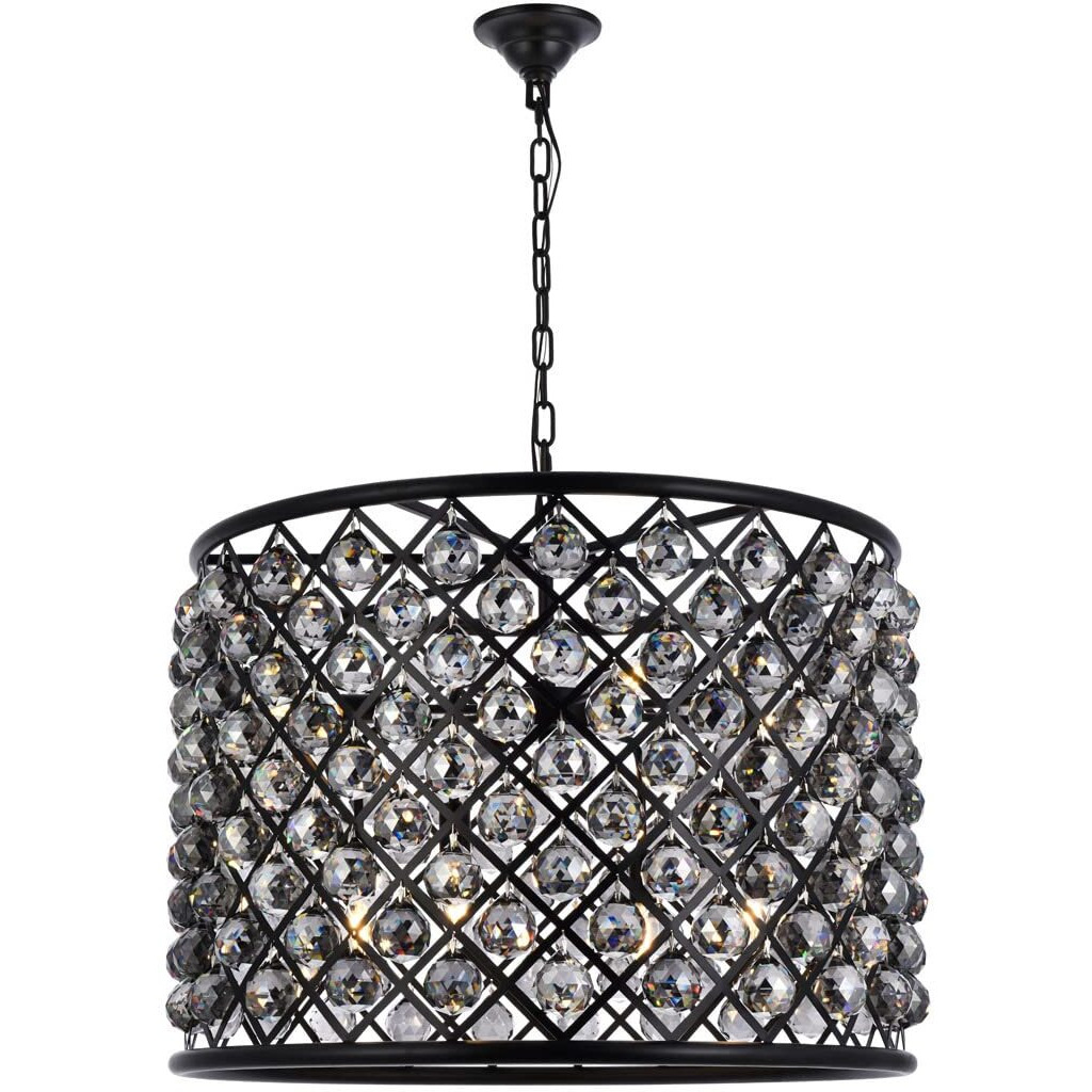 Elegant Lighting Madison Collection 8-Light Pendant Lamp with Royal Cut Silver Shade Crystals, Mocha Brown Finish