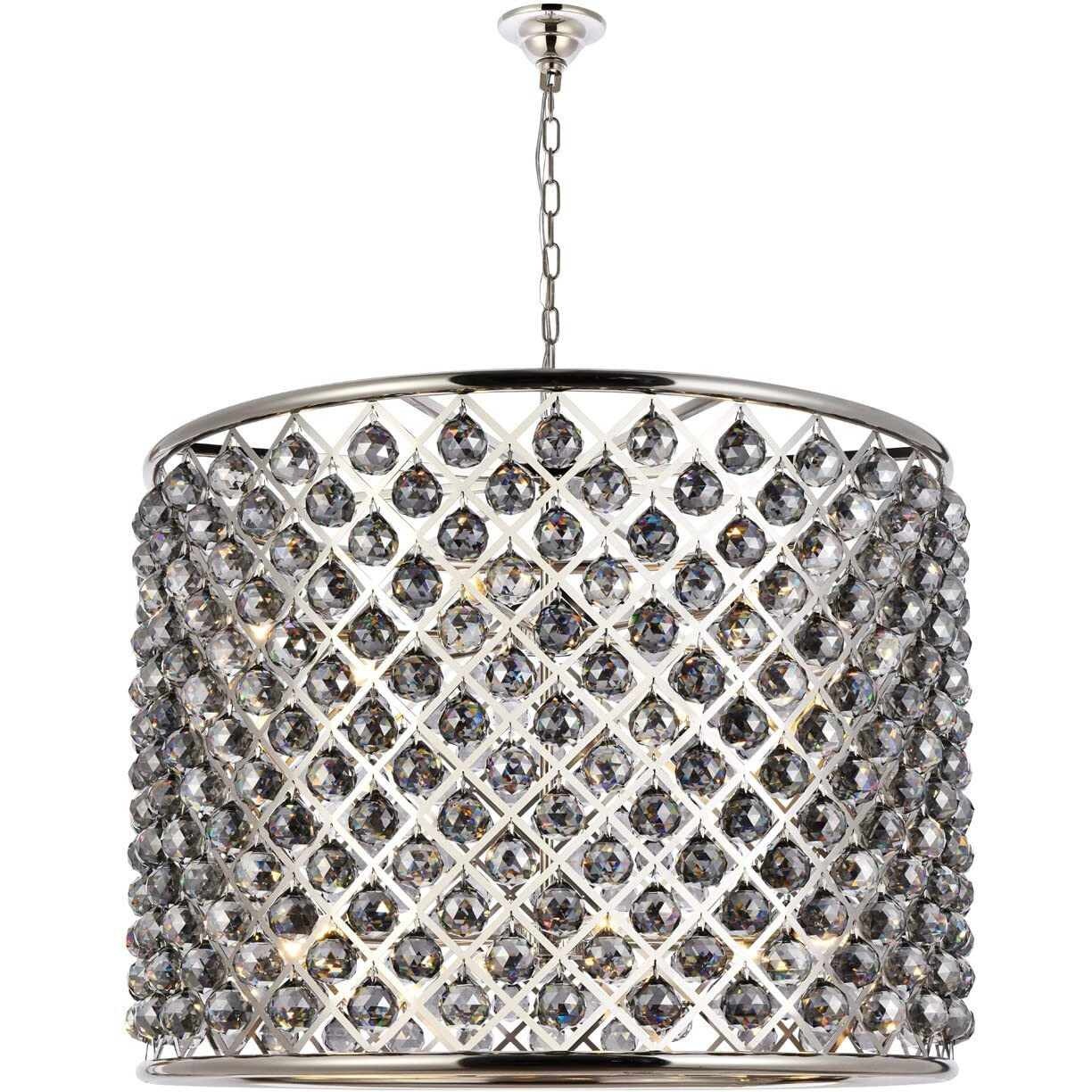 Elegant Lighting Madison Collection 12-Light Pendant Lamp with Royal Cut Silver Shade Crystals, Polished Nickel Finish