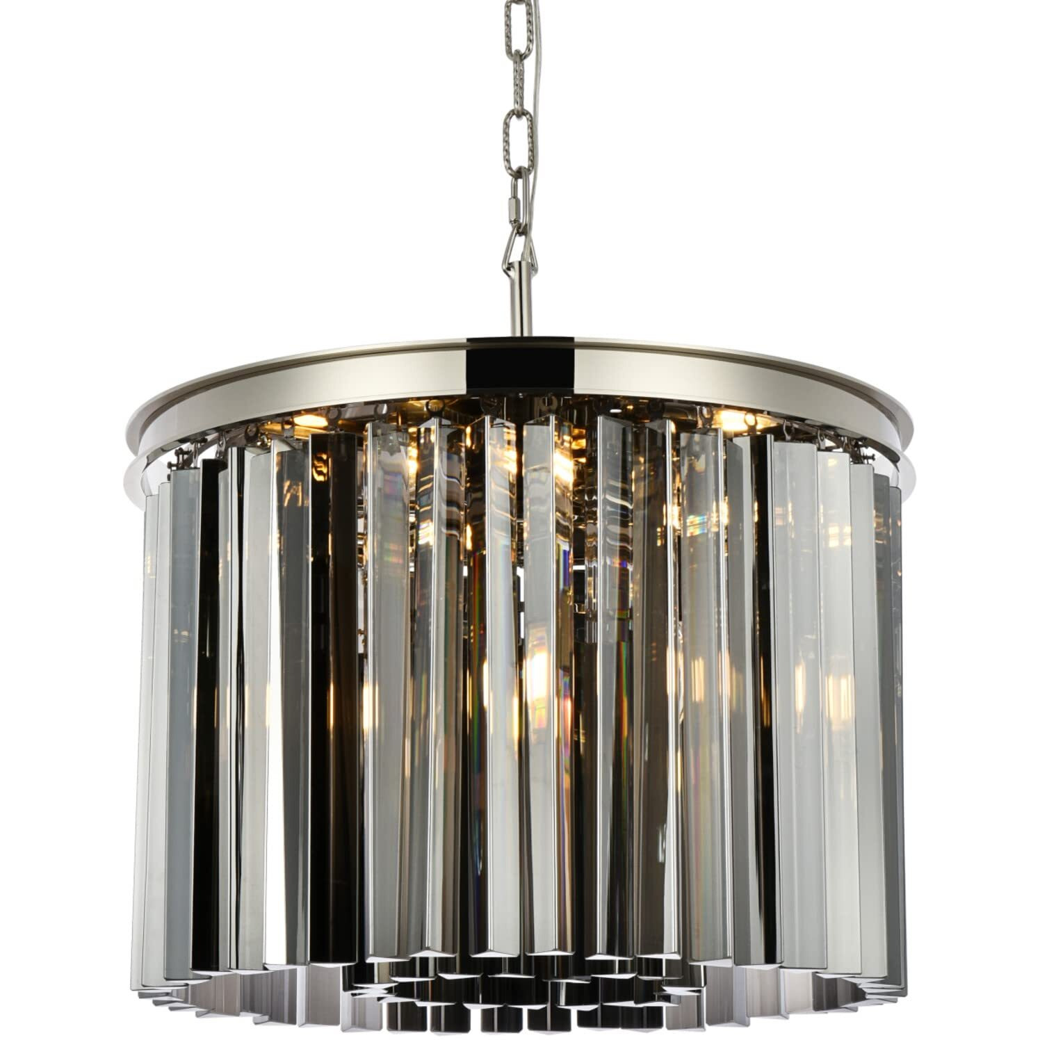Elegant Lighting Sydney Collection 6-Light Pendant Lamp with Royal Cut Silver Shade Crystals, Polished Nickel Finish