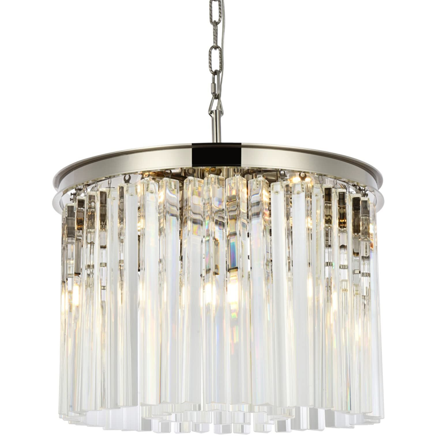 Elegant Lighting Sydney Collection 1208D20PN/RC 6-Light Pendant Lamp with Royal Cut Crystals, Polished Nickel Finish