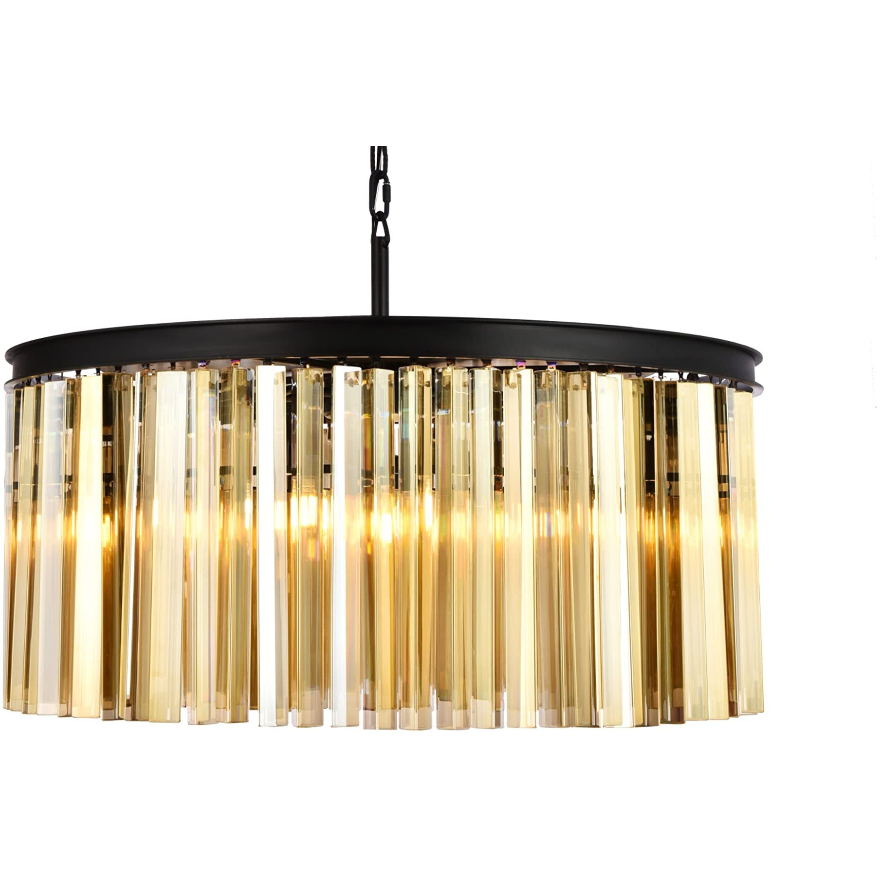 Elegant Lighting Sydney Collection 1208D31MB-GT/RC 8-Light Pendant Lamp with Royal Cut Golden Teak Crystals, Mocha Brown Finish