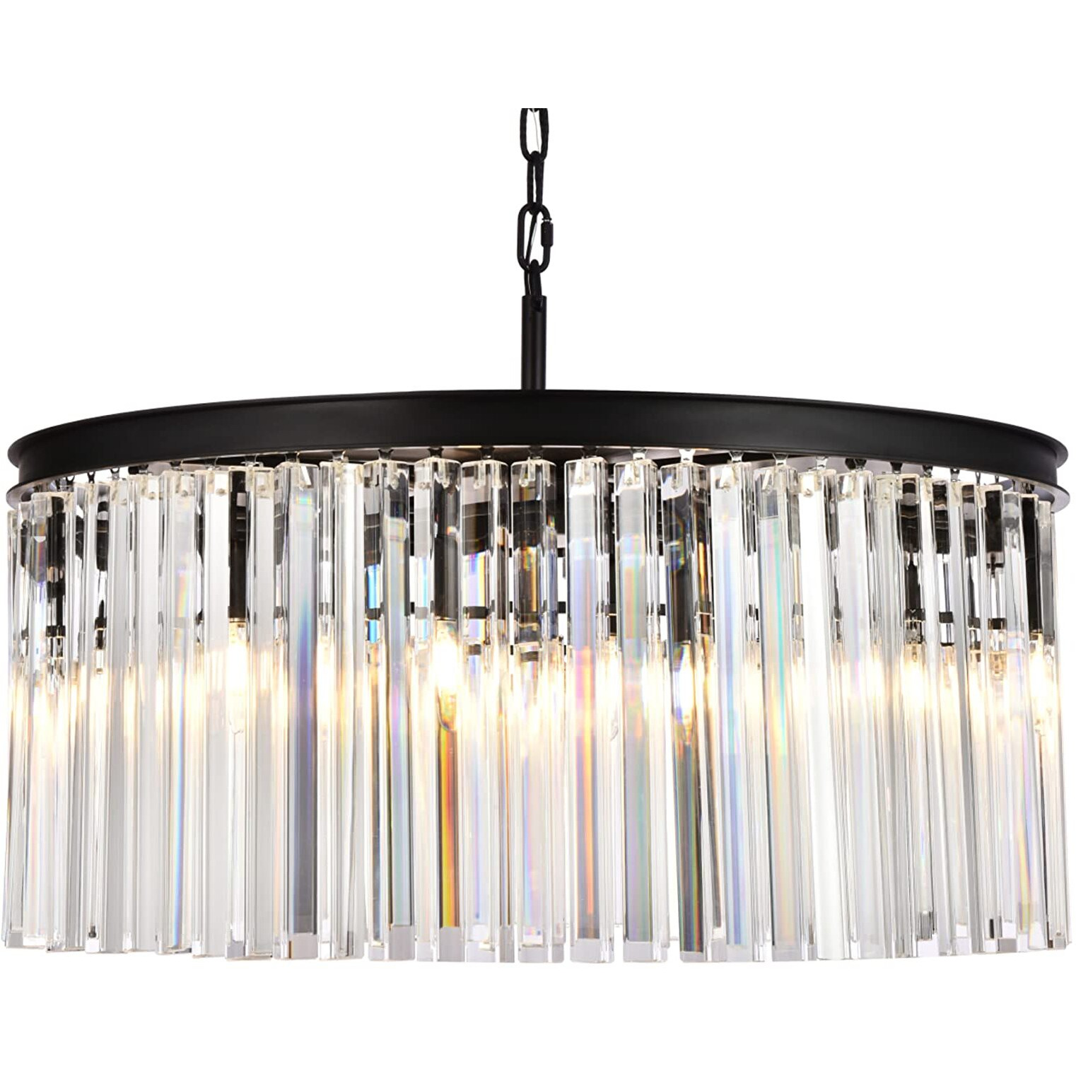 Elegant Lighting Sydney Collection 1208D31MB/RC 8-Light Pendant Lamp with Royal Cut Crystals, Mocha Brown Finish