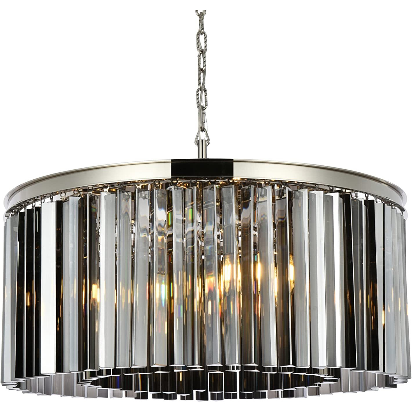 Elegant Lighting Sydney Collection 1208D31PN-SS/RC 8-Light Pendant Lamp with Royal Cut Silver Shade Crystals, Polished Nickel Finish